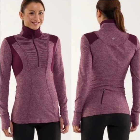 Lululemon Run Your Heart Out Pullover Quarter Zip in Heathered Plum - Picture 1 of 10
